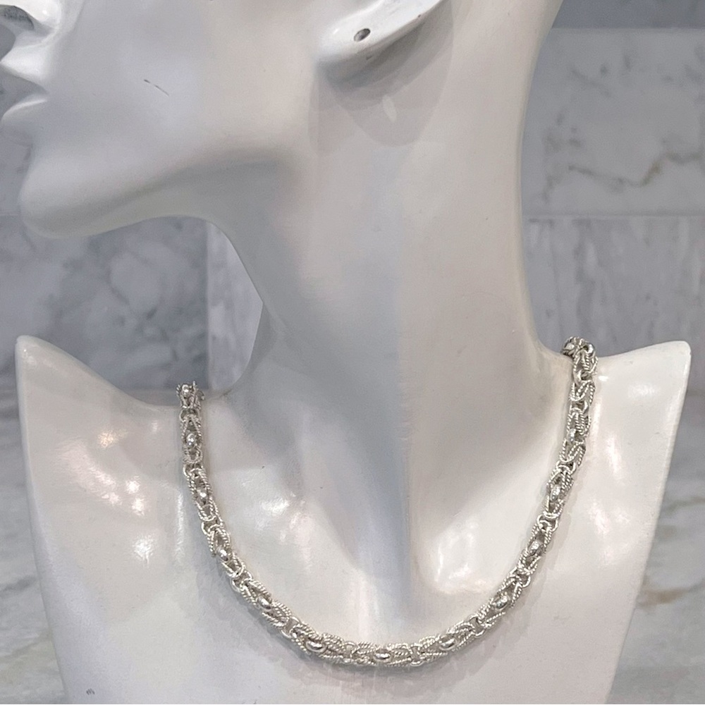 Sterling Silver Byzantine Rope Chain Necklace - Picture 6 of 10